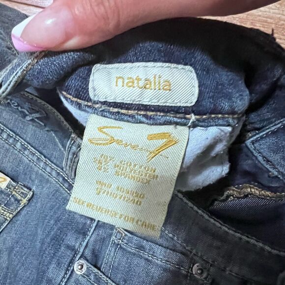 Seven7 Luxe Natalia Womens Jeans Size 16 Blue Bootcut Denim Low Rise Boho Hip - Picture 4 of 7